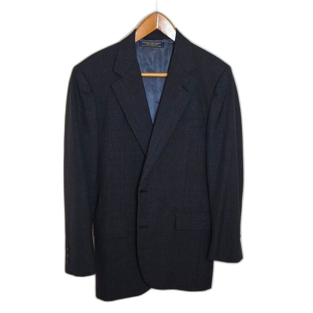 Vintage Brooks Brothers Blazer Jacket 39R Wool Gray Union USA Made 2 Button EUC